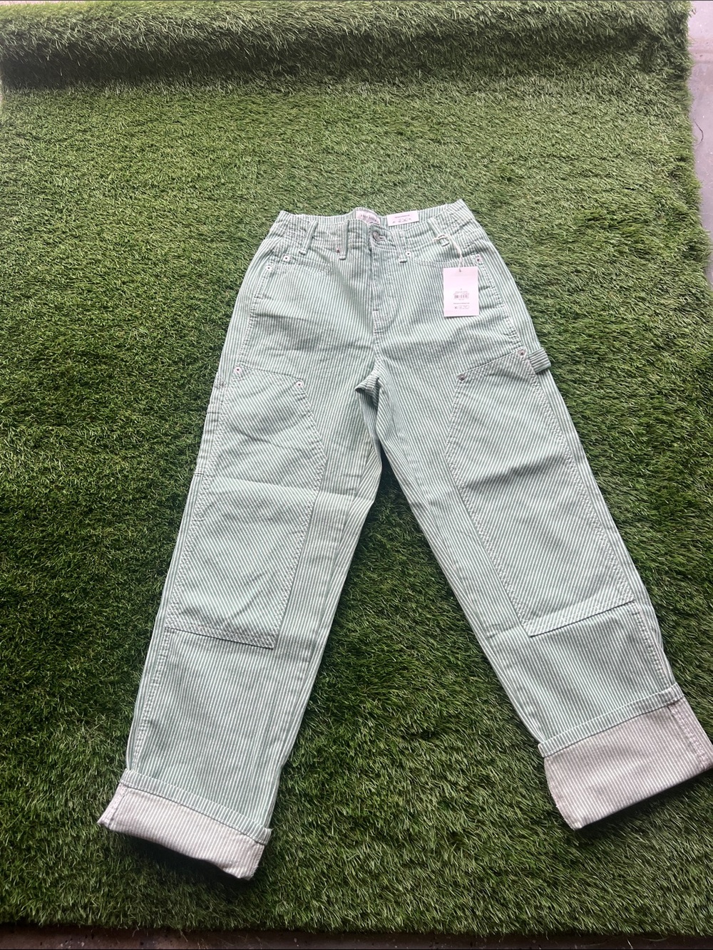 Women’s Striped Carpenter Pants - Light Green